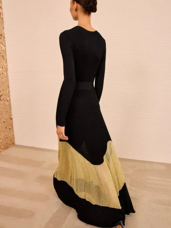 NWOT ULLA JOHNSON Roanne Knit Maxi Dress in Gold Noir P $790 - Picture 4 of 9